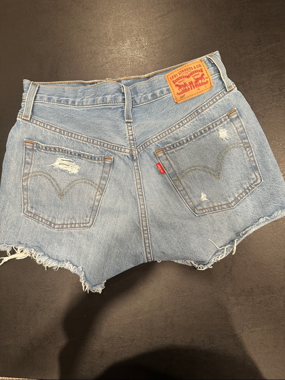 Levi's Light Blue Distressed Cutoff Denim Shorts - Picture 7 of 7